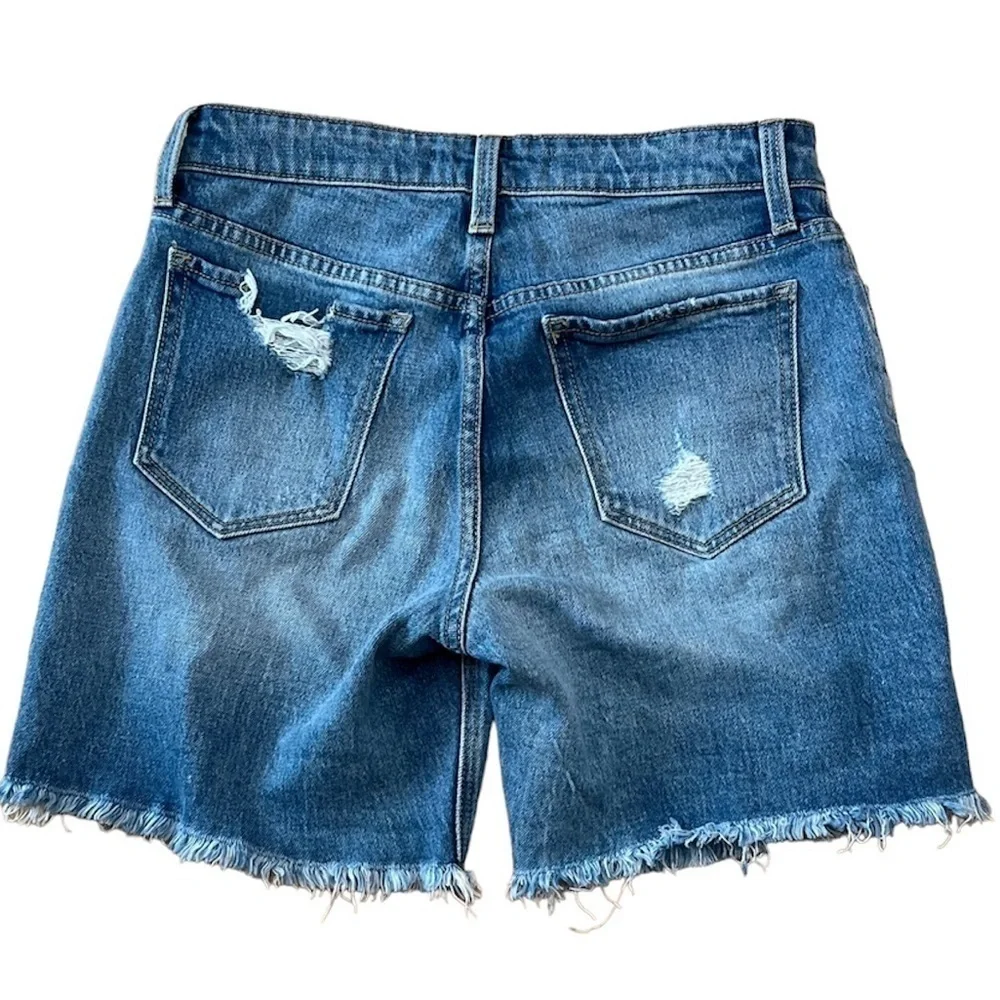 Joe’s Jeans Lara raw hem distressed high waist Indiana wash denim shorts size 26